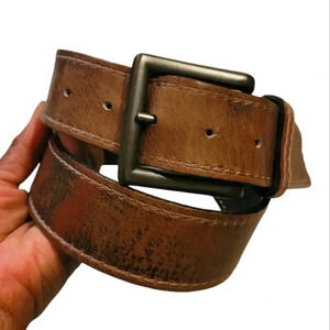 BACHRACH Men's 38 brown distressed leather casual neutral minimalist belt
